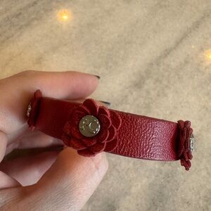 Rustic Cuff leather flower‎ bracelet